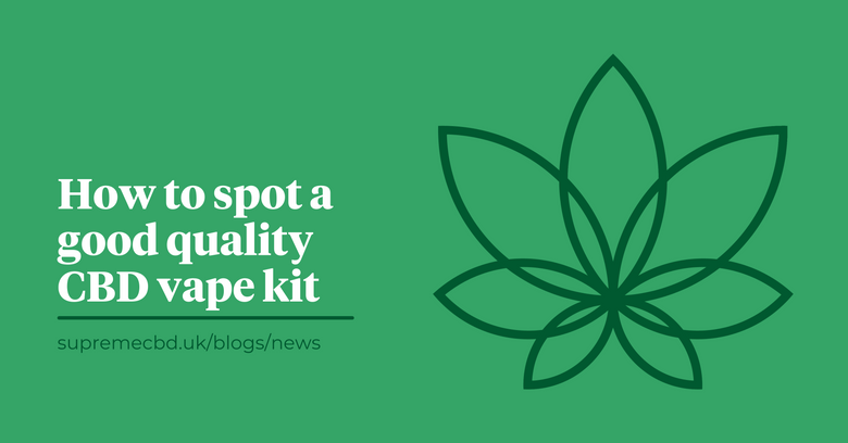 A green background with the Supreme CBD logo to the right with white text to the left saying 