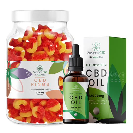 12000mg CBD-olie (100ml) met GRATIS 4800mg Perzikringen