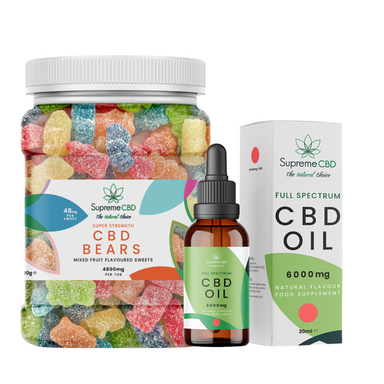 EXCLUSIEF: Super Strength CBD Bundel: 6000mg CBD-olie met GRATIS 4800mg Gummies